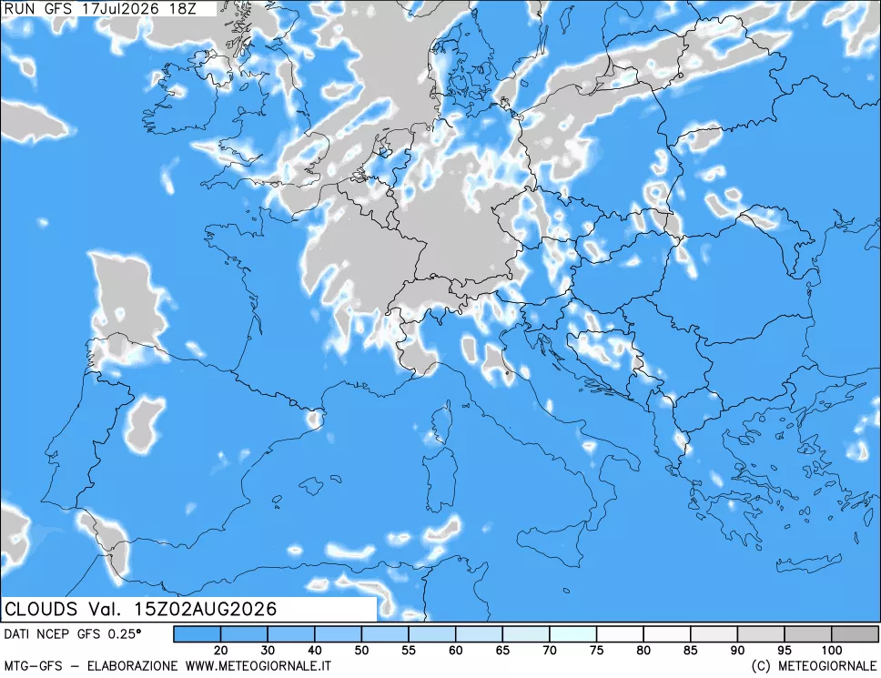 mappa Nuvolosit&agrave; totale