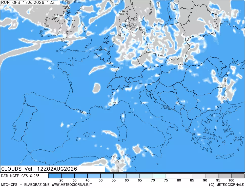 mappa Nuvolosit&agrave; totale