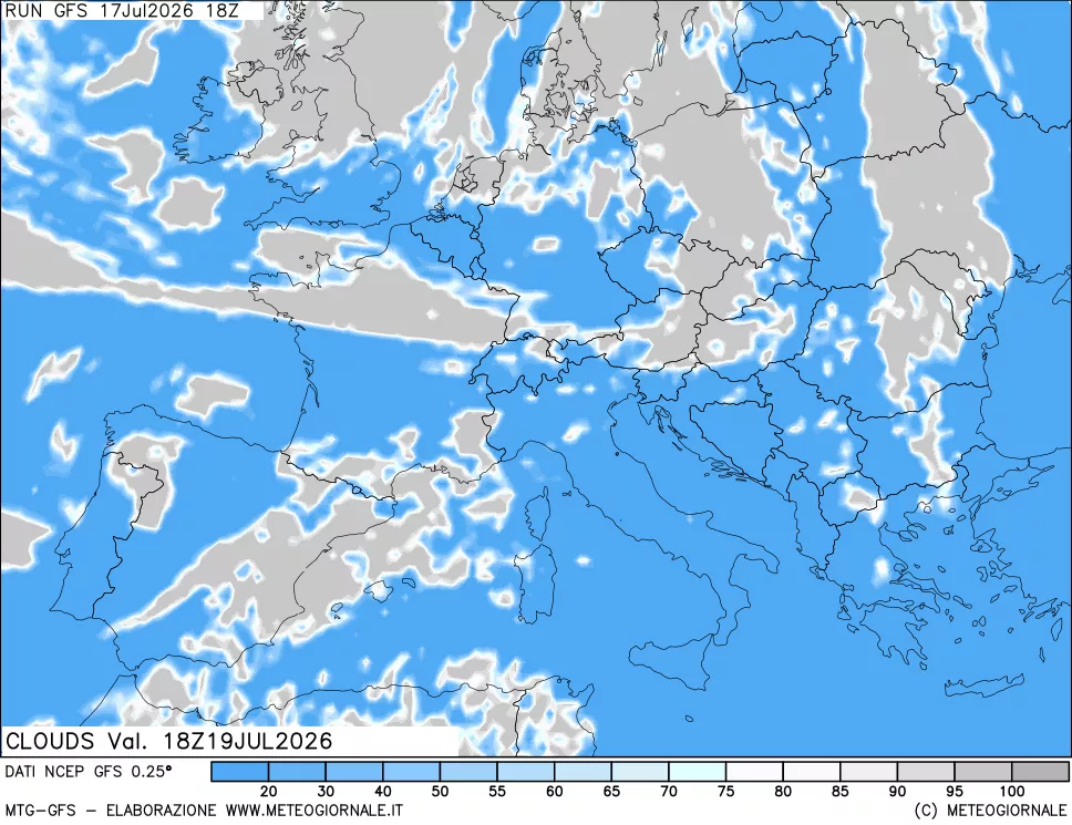 mappa Nuvolosit&agrave; totale
