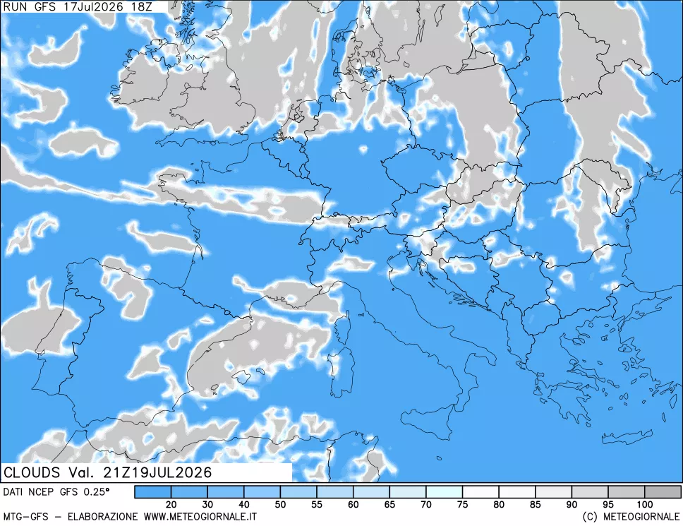 mappa Nuvolosit&agrave; totale
