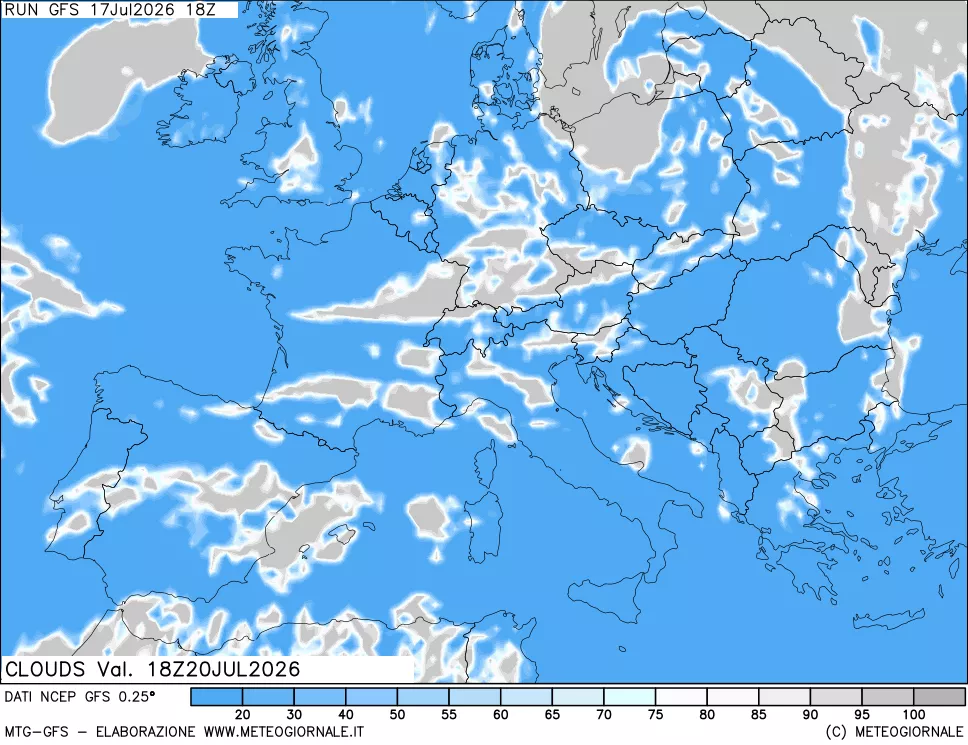 mappa Nuvolosit&agrave; totale