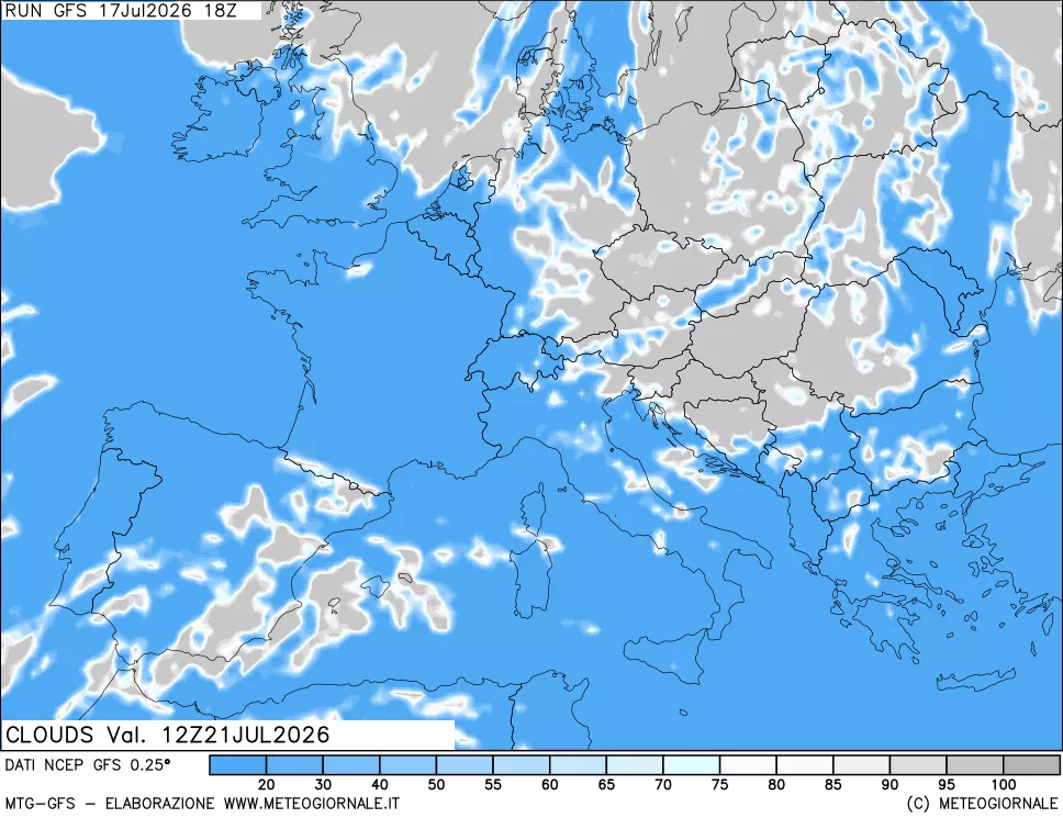 mappa Nuvolosit&agrave; totale