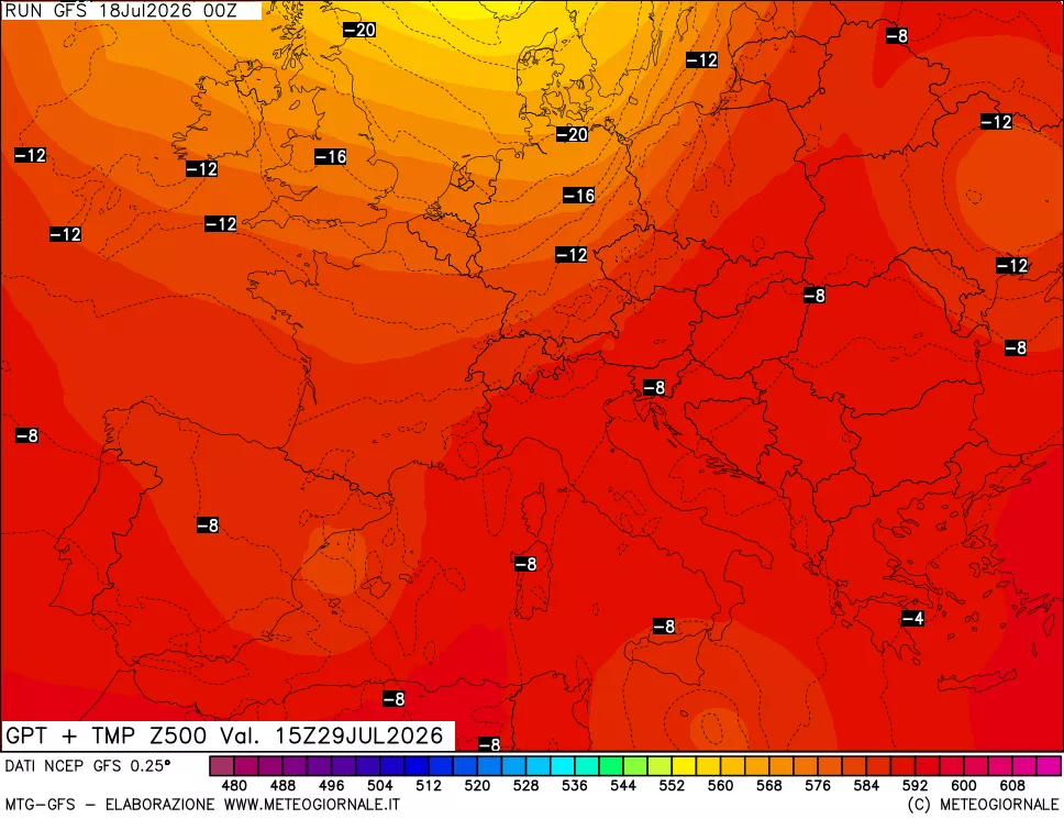 mappa 500 hPa GPT + Temp
