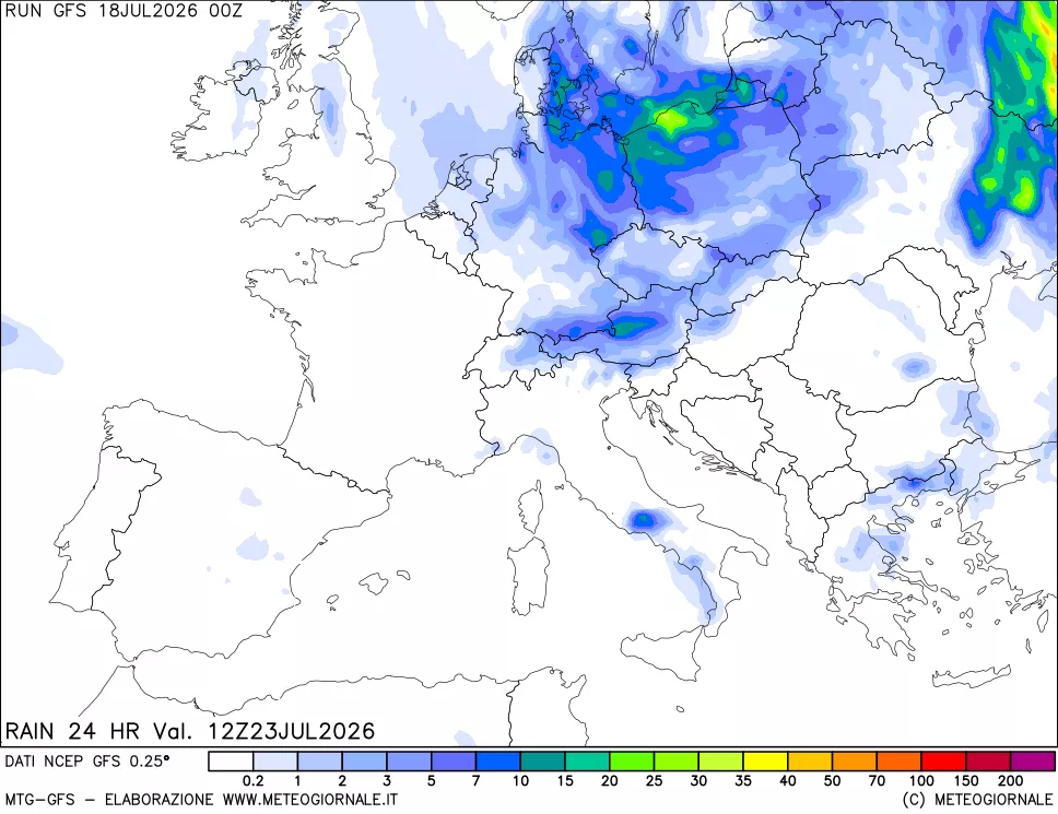 mappa Precipitazioni 24 ore precedenti