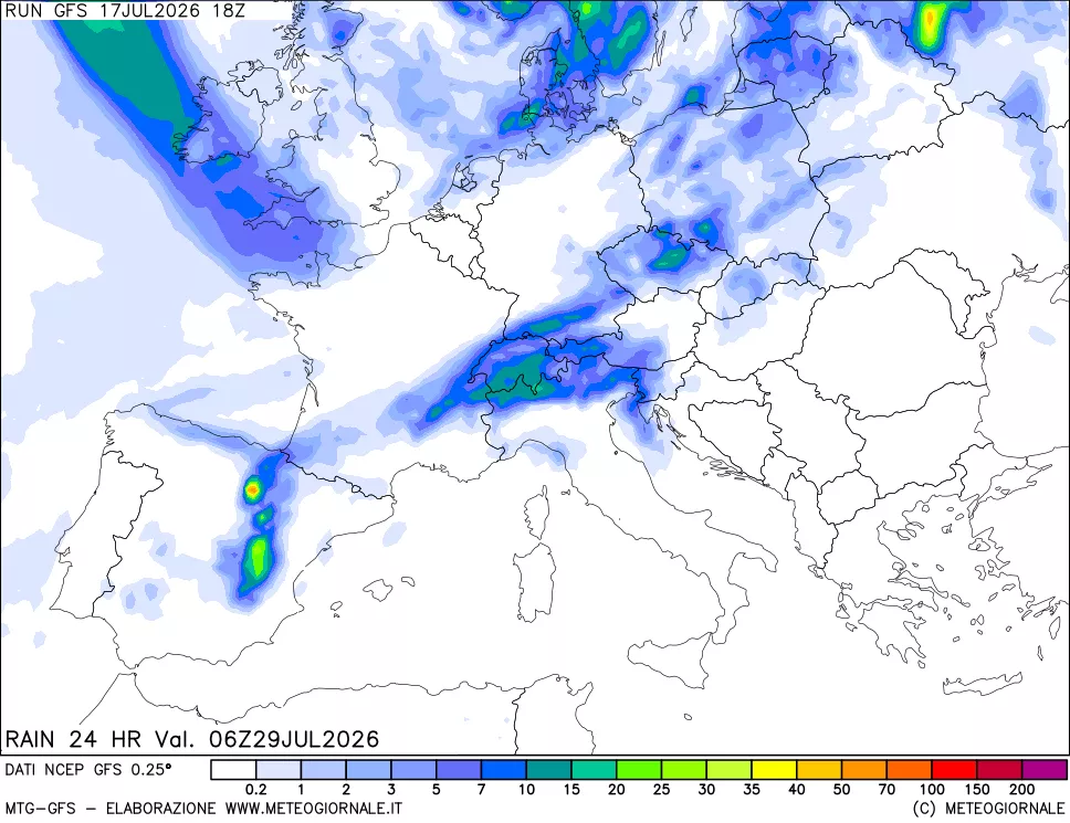 mappa Precipitazioni 24 ore precedenti