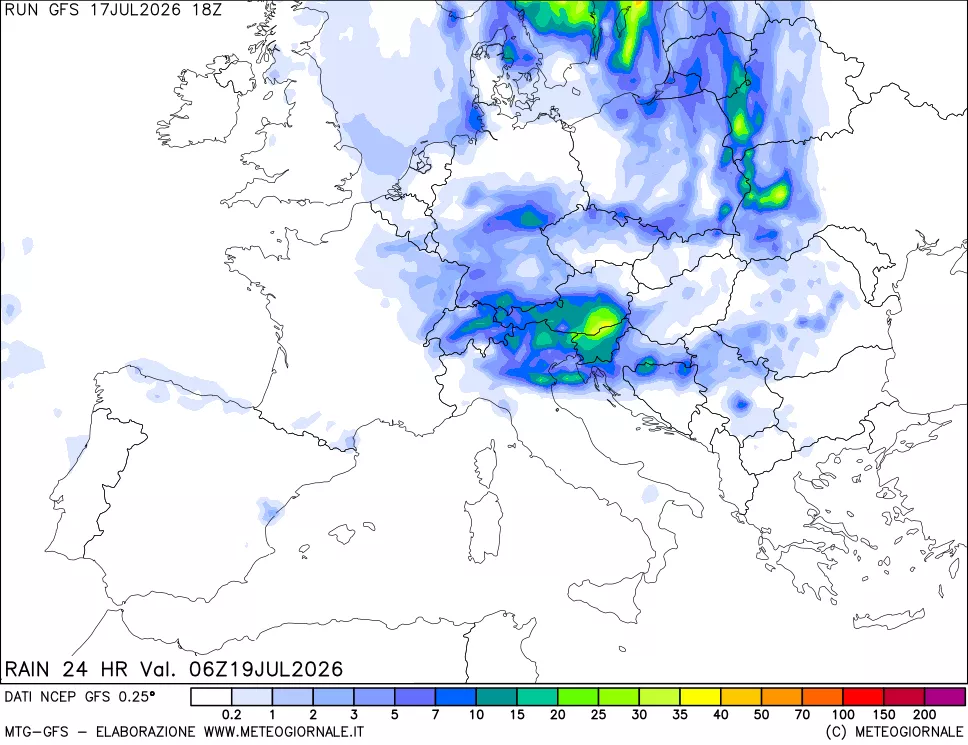 mappa Precipitazioni 24 ore precedenti