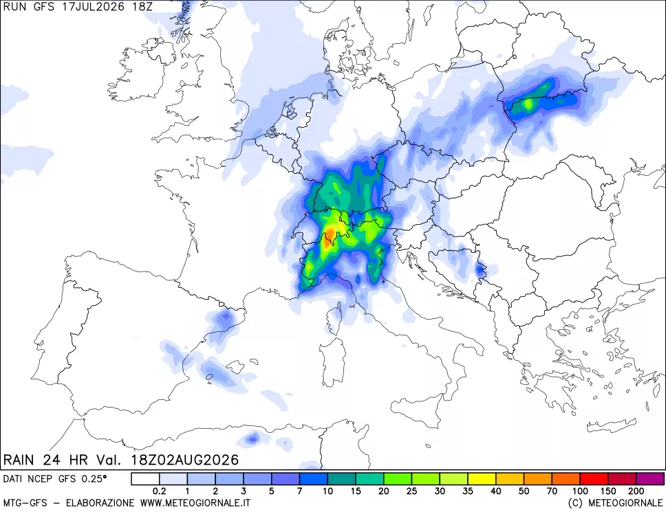 mappa Precipitazioni 24 ore precedenti