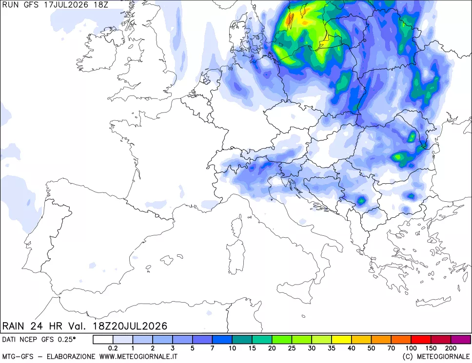 mappa Precipitazioni 24 ore precedenti