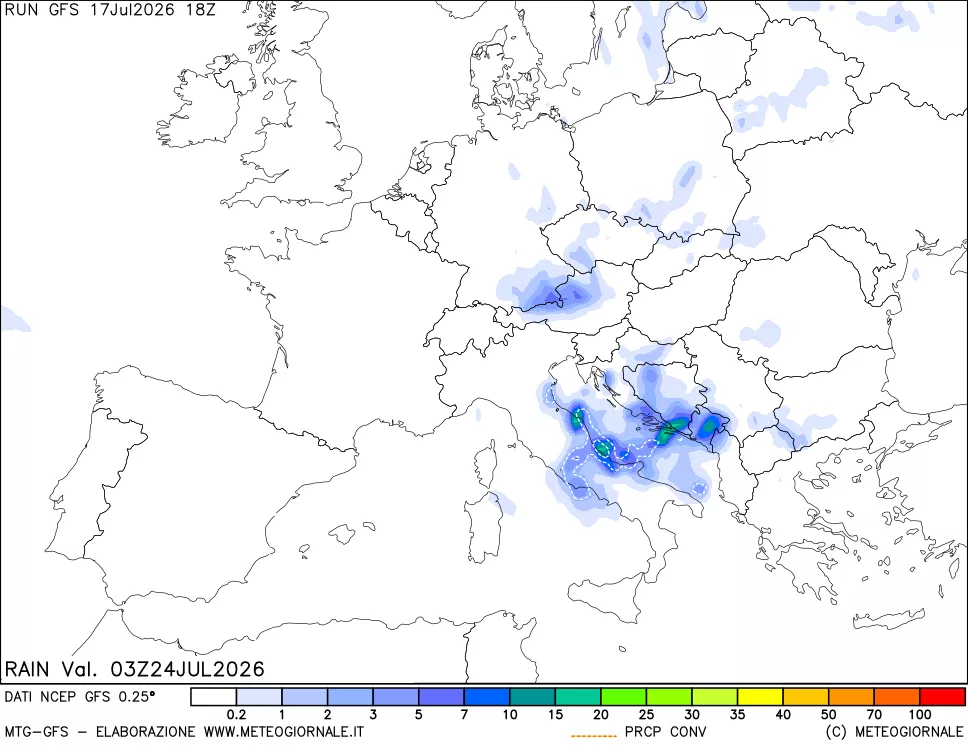 mappa Precipitazioni totali e convettive