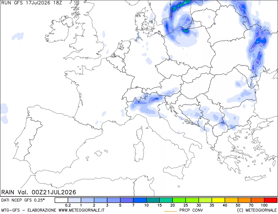 mappa Precipitazioni totali e convettive