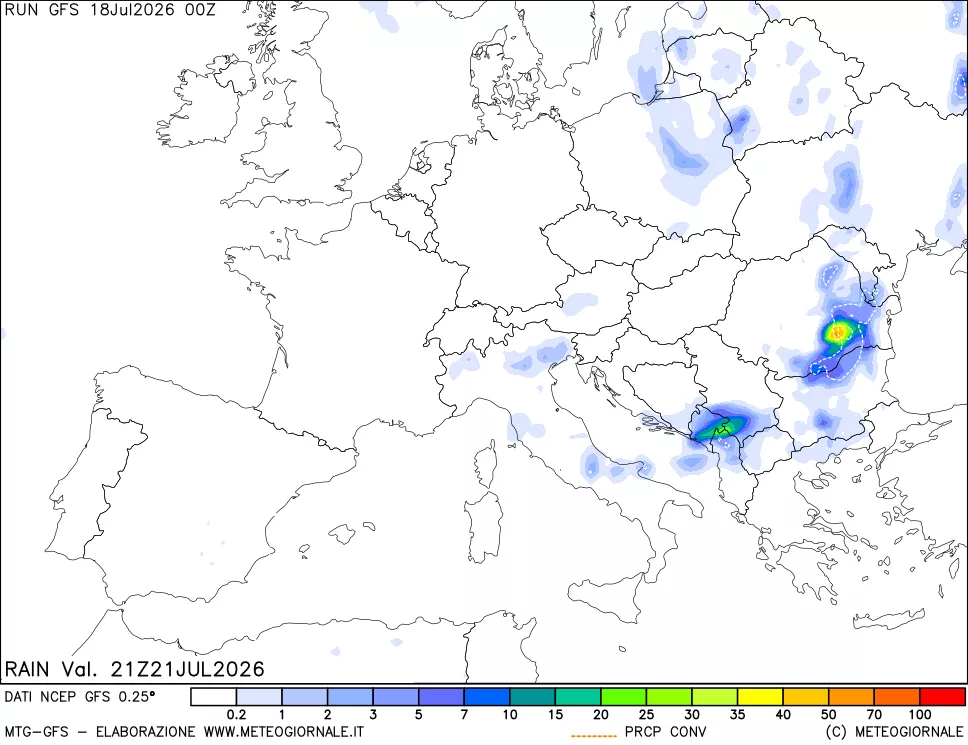 mappa Precipitazioni totali e convettive