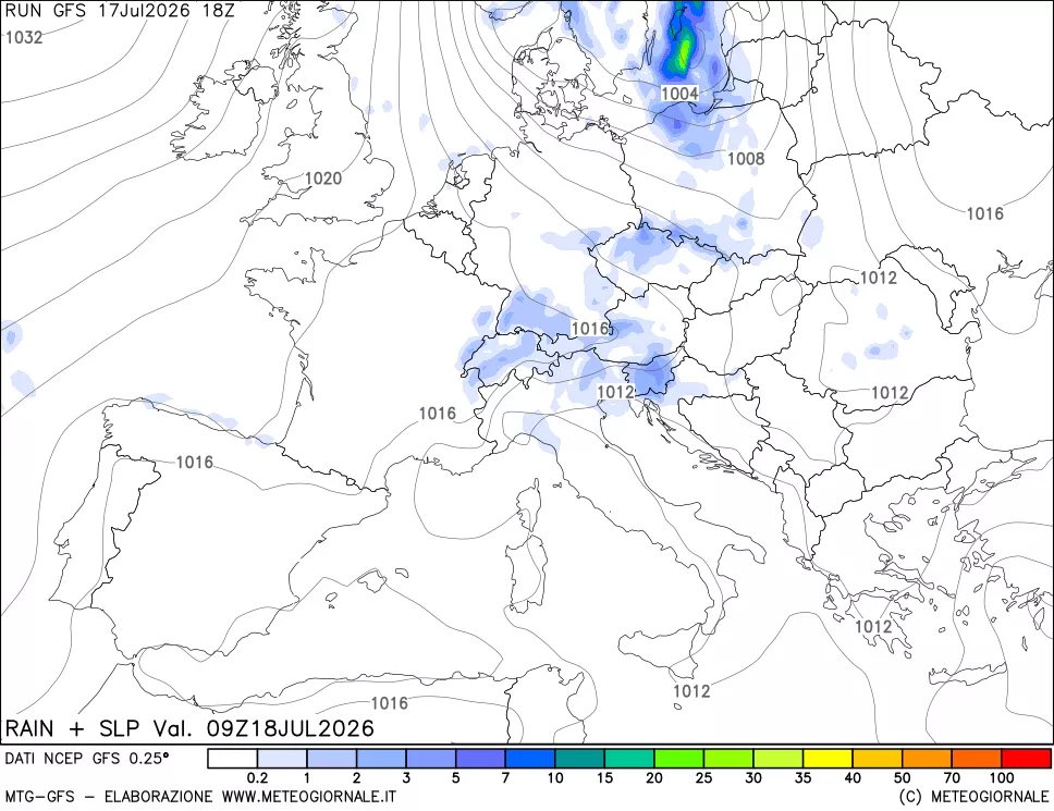 mappa Precipitazioni e pressione SLM