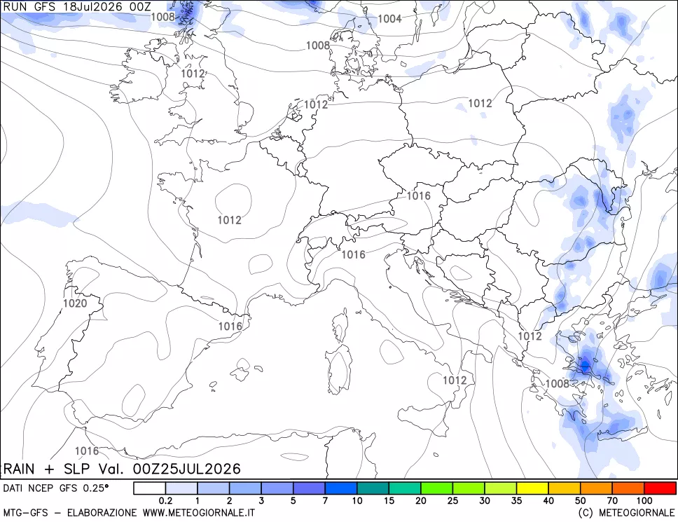 mappa Precipitazioni e pressione SLM