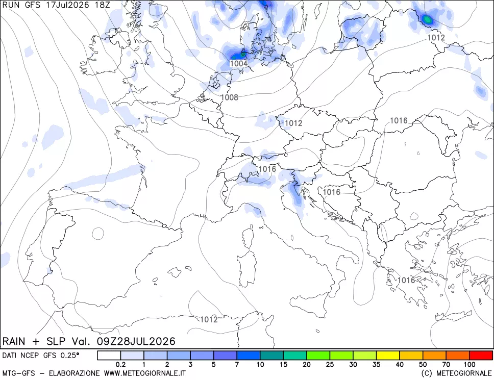 mappa Precipitazioni e pressione SLM