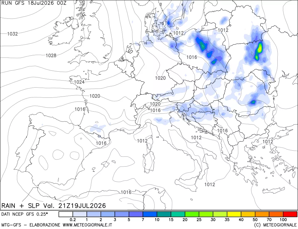 mappa Precipitazioni e pressione SLM