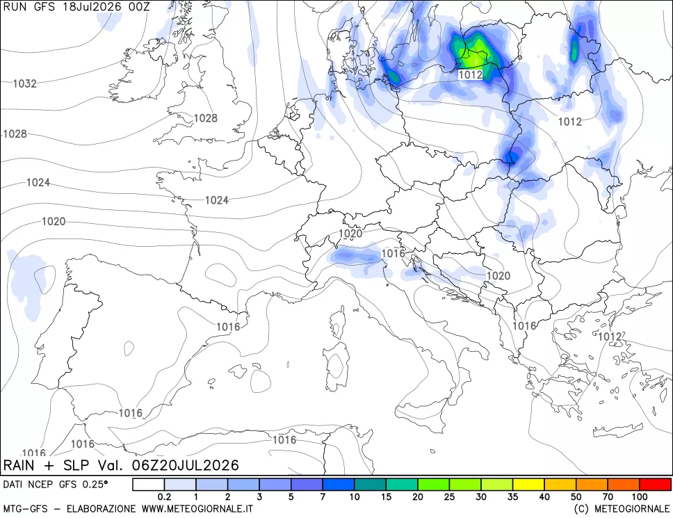 mappa Precipitazioni e pressione SLM