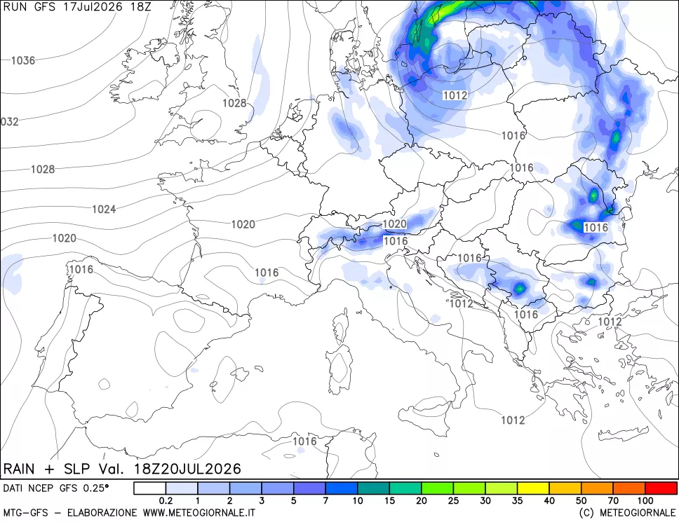 mappa Precipitazioni e pressione SLM