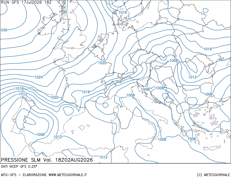 mappa Pressione sul livello del mare
