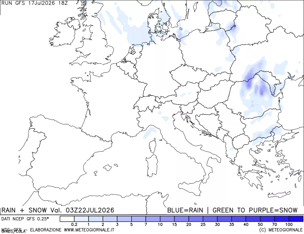 mappa Precipitazioni totali e nevose