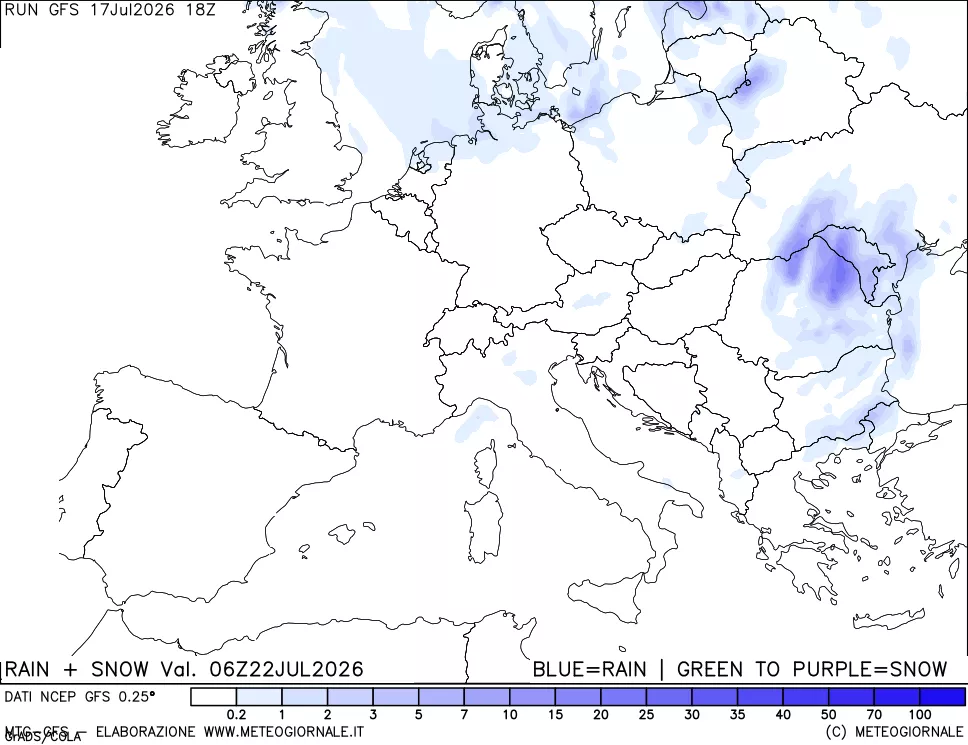 mappa Precipitazioni totali e nevose