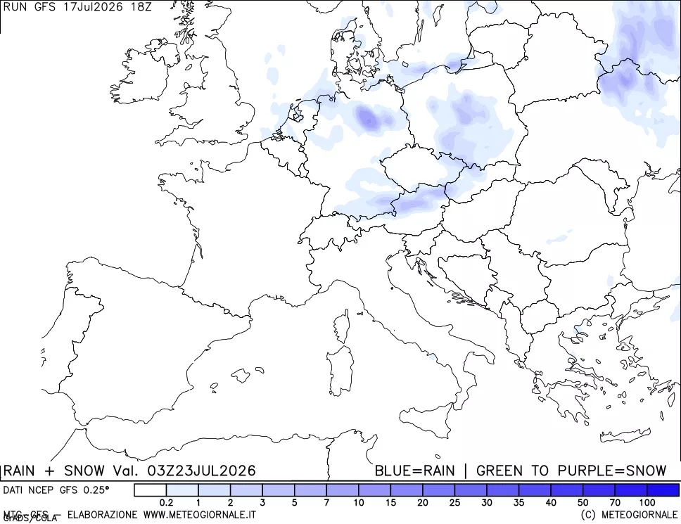 mappa Precipitazioni totali e nevose
