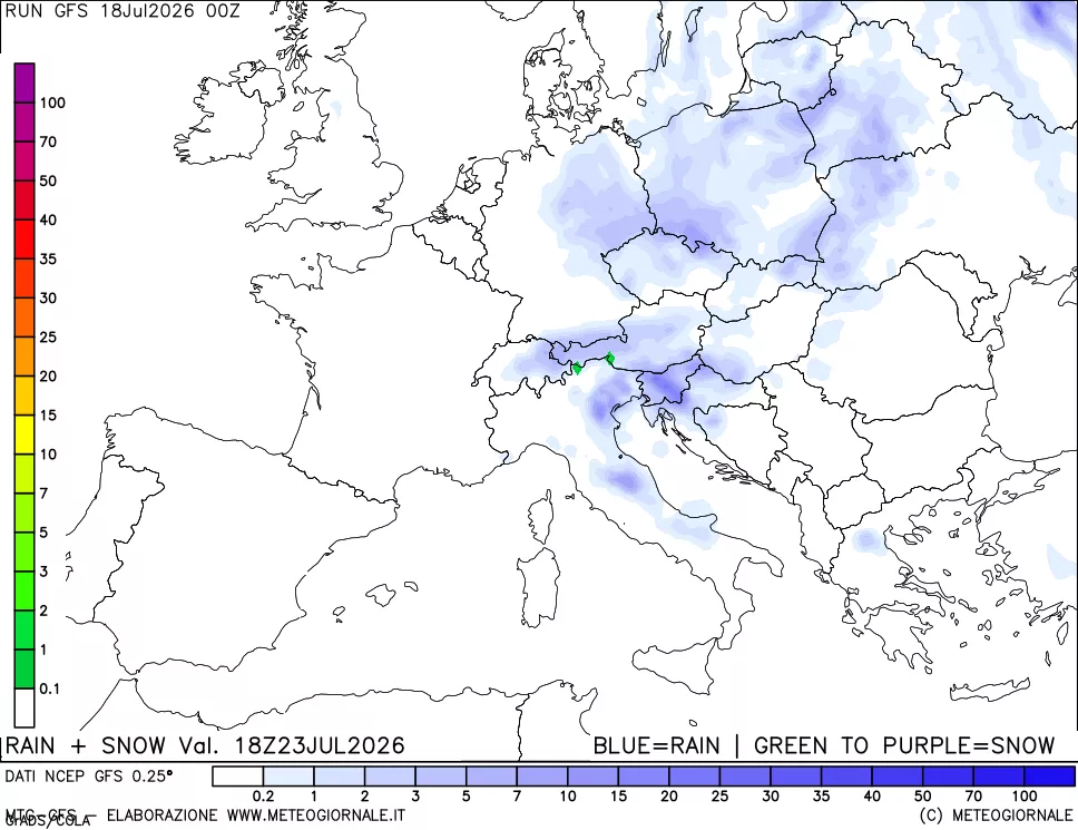 mappa Precipitazioni totali e nevose