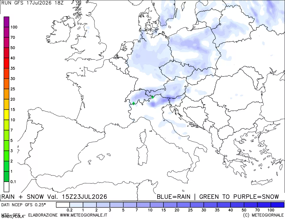 mappa Precipitazioni totali e nevose