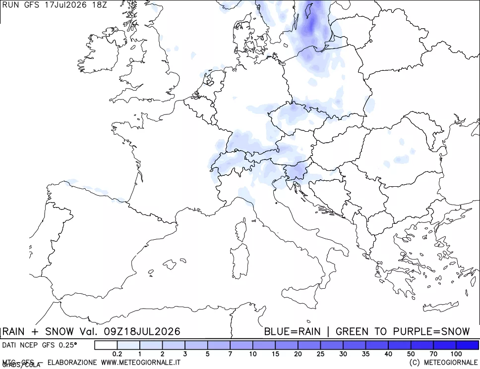 mappa Precipitazioni totali e nevose