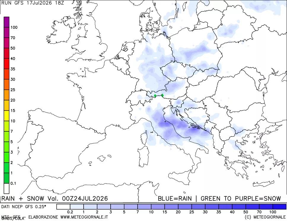 mappa Precipitazioni totali e nevose