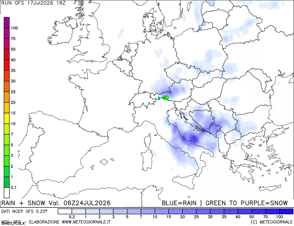 mappa Precipitazioni totali e nevose