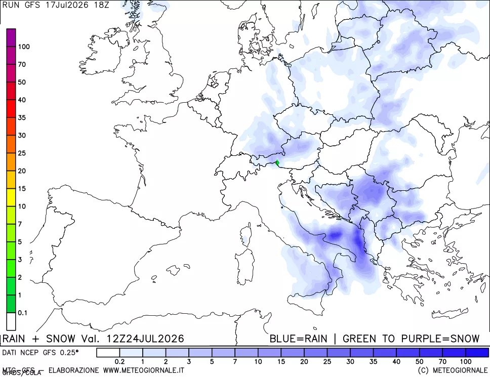 mappa Precipitazioni totali e nevose