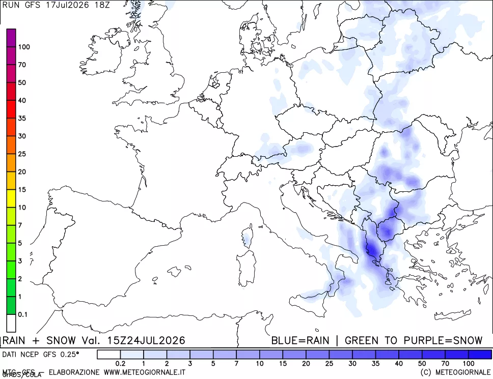 mappa Precipitazioni totali e nevose