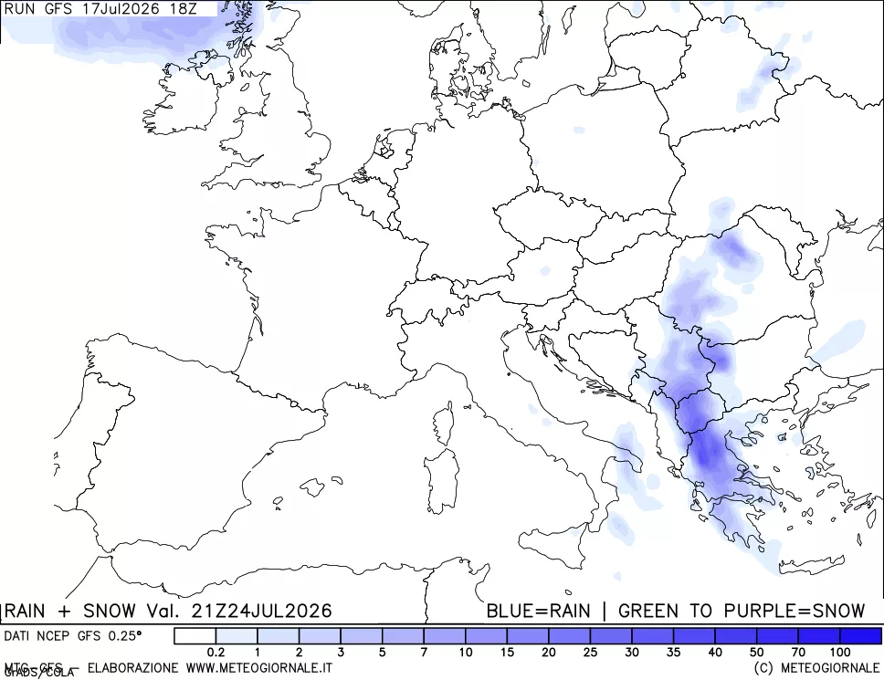 mappa Precipitazioni totali e nevose