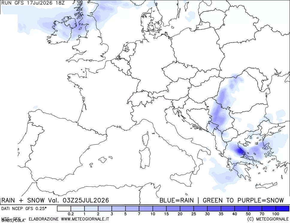 mappa Precipitazioni totali e nevose