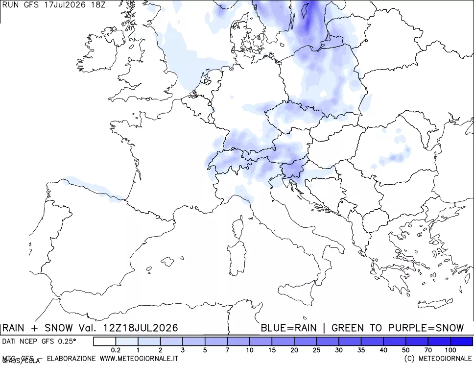 mappa Precipitazioni totali e nevose