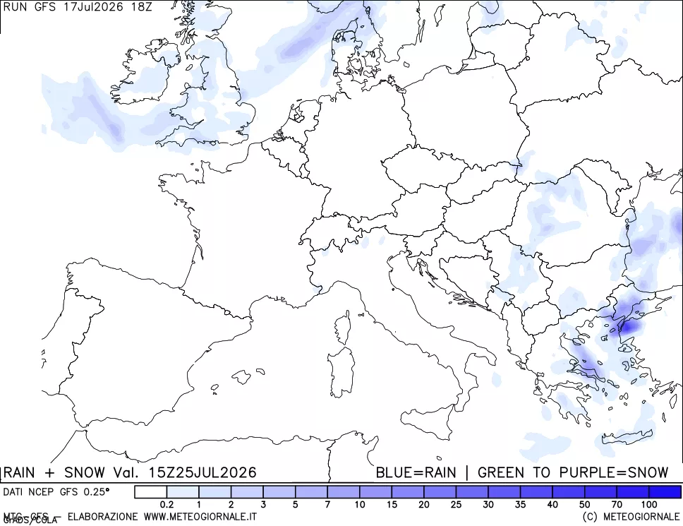 mappa Precipitazioni totali e nevose
