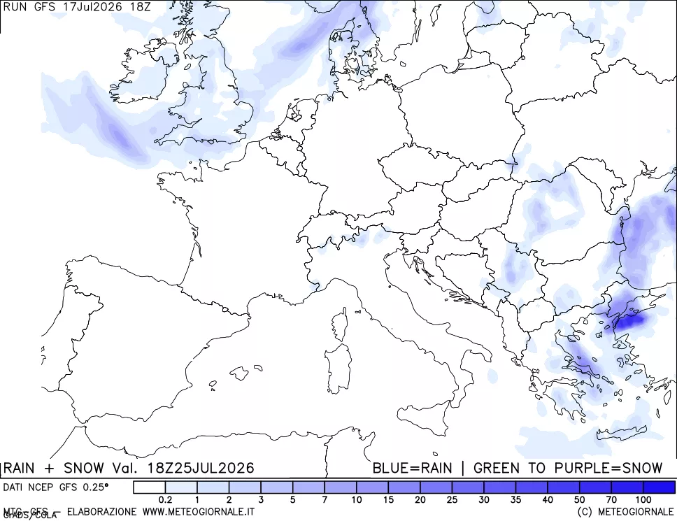 mappa Precipitazioni totali e nevose