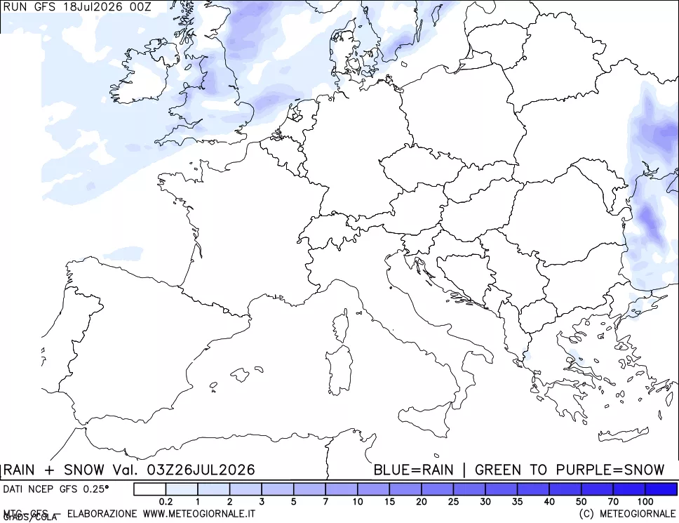 mappa Precipitazioni totali e nevose