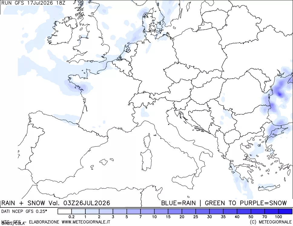 mappa Precipitazioni totali e nevose