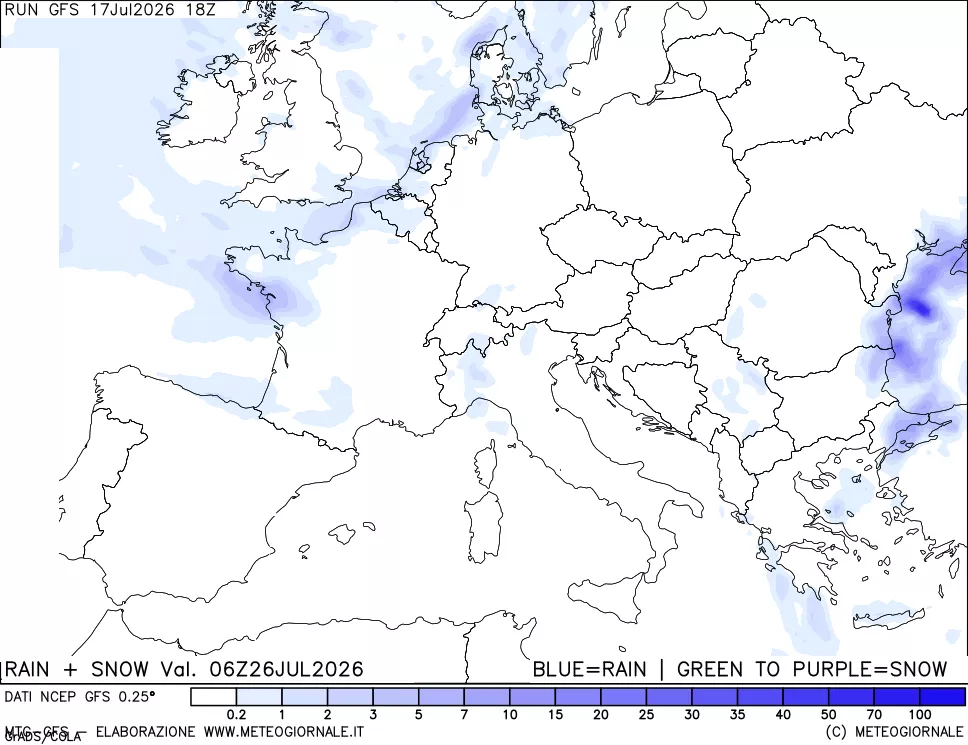 mappa Precipitazioni totali e nevose