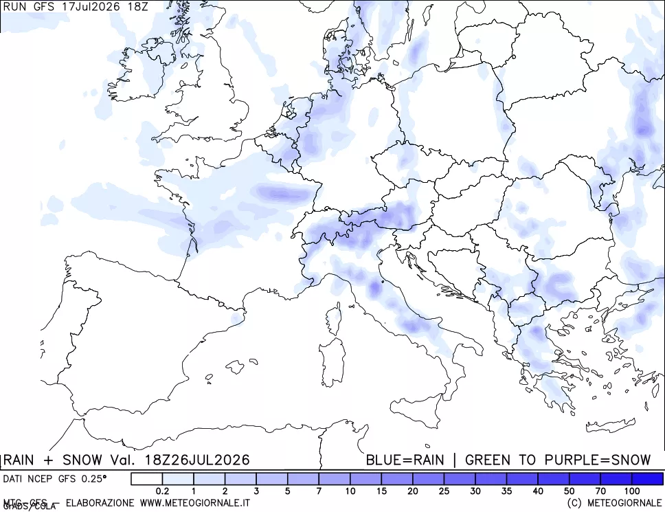 mappa Precipitazioni totali e nevose