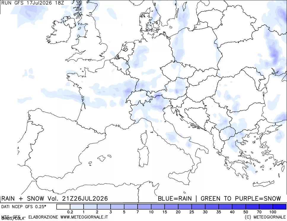 mappa Precipitazioni totali e nevose