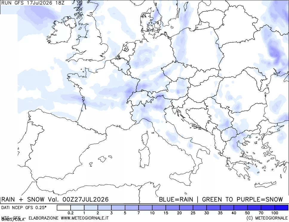 mappa Precipitazioni totali e nevose