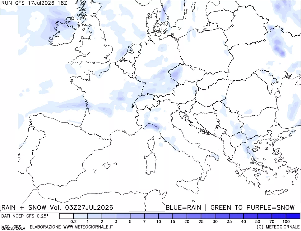 mappa Precipitazioni totali e nevose