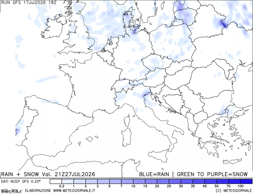 mappa Precipitazioni totali e nevose