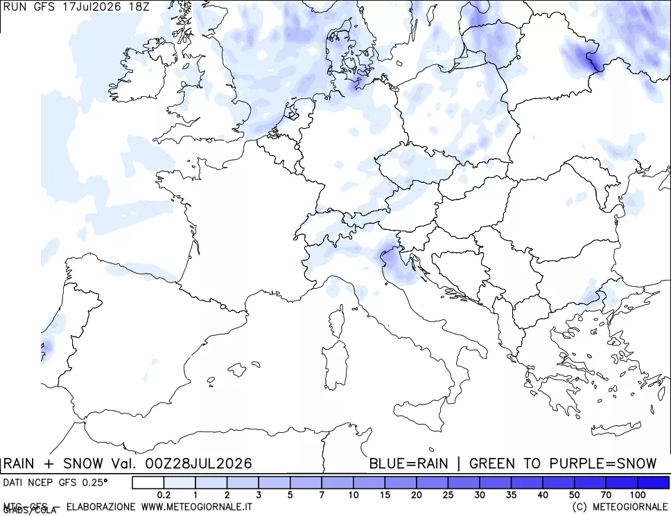 mappa Precipitazioni totali e nevose