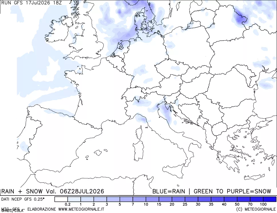 mappa Precipitazioni totali e nevose
