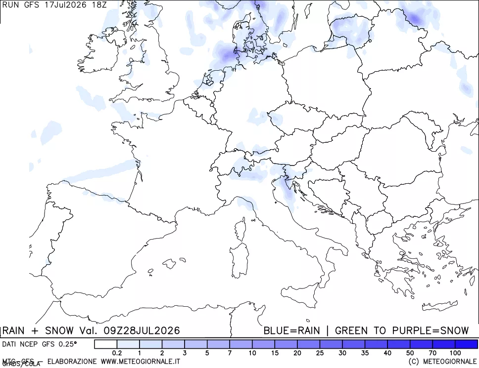 mappa Precipitazioni totali e nevose