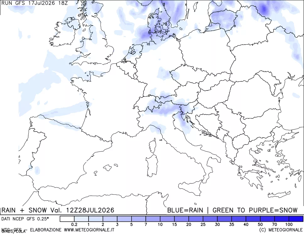 mappa Precipitazioni totali e nevose