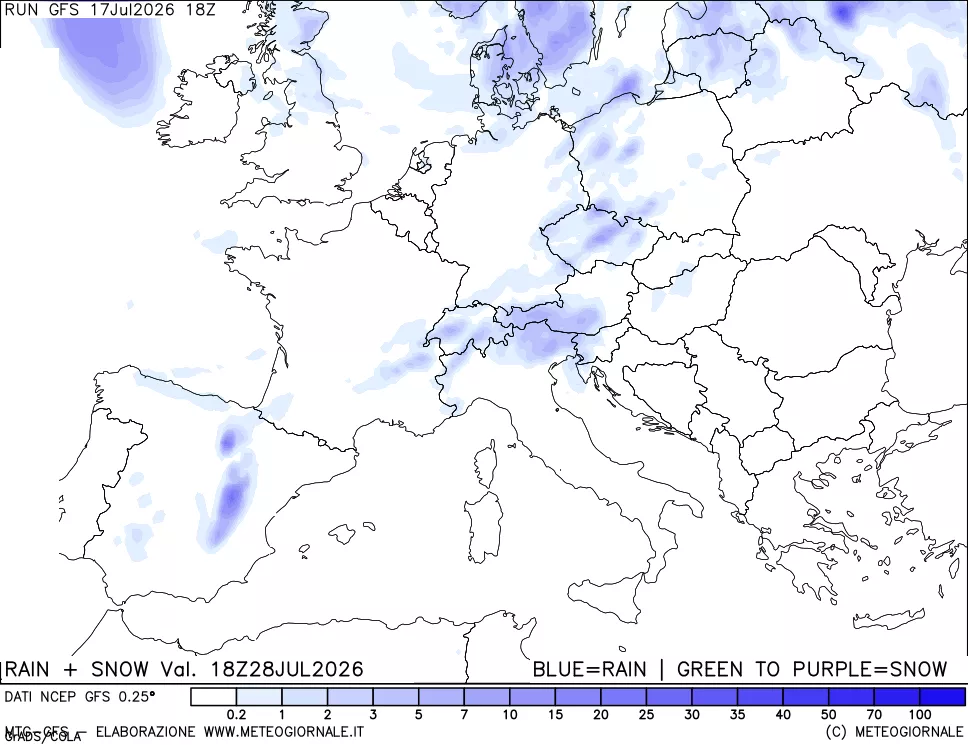 mappa Precipitazioni totali e nevose